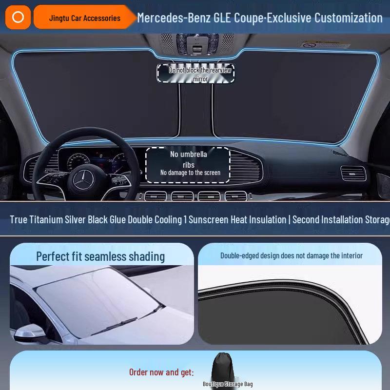 Mercedes Sunshade for GLC, C260L, E300L, GLB C-Class - Windshield Heat Insulation Curtain