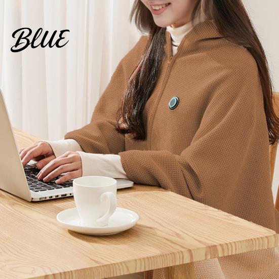 Warmer Strickponcho Elektrisch beheizter Schal mit Verschluss Tragbar mit Reißverschluss USB Decke Aufheizung Vorne