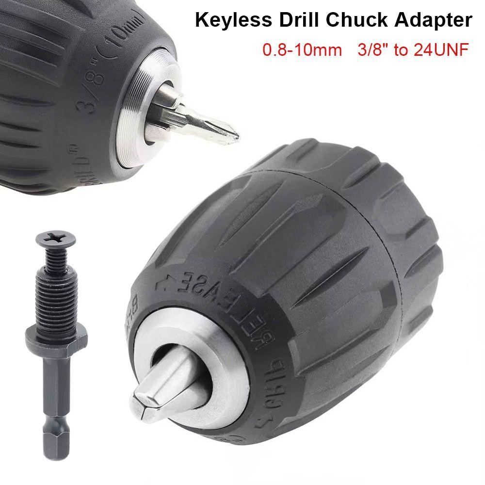 1Pcs 1/4" Hex Shank Keyless Drill Chuck 3/8" To 24UNF Thread Impact Driver Conversion Tool