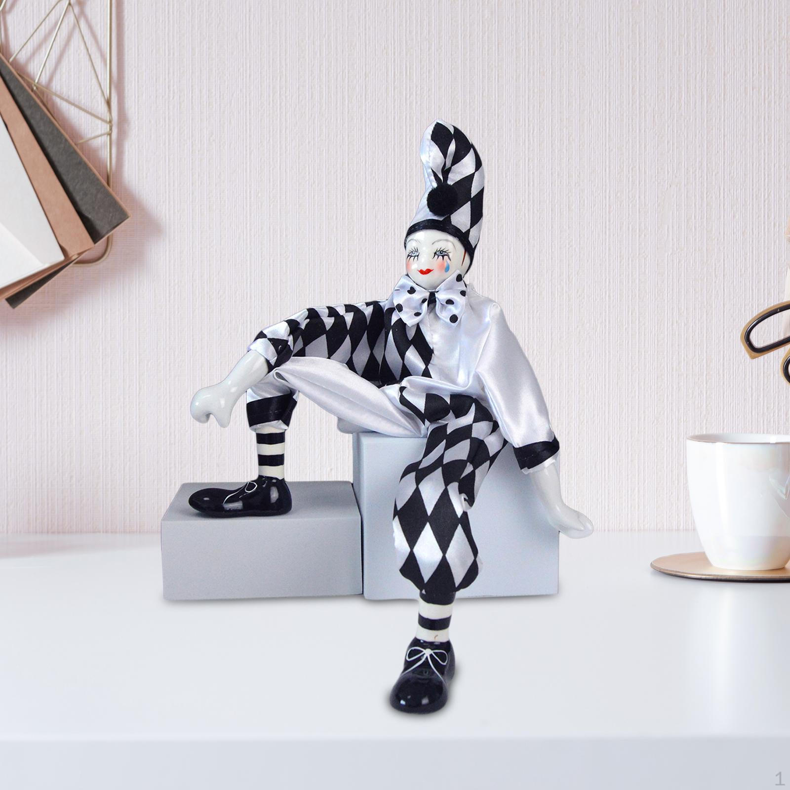 

Doll Porcelain Model Collections Toy Figure Ornament Harlequin for Festival