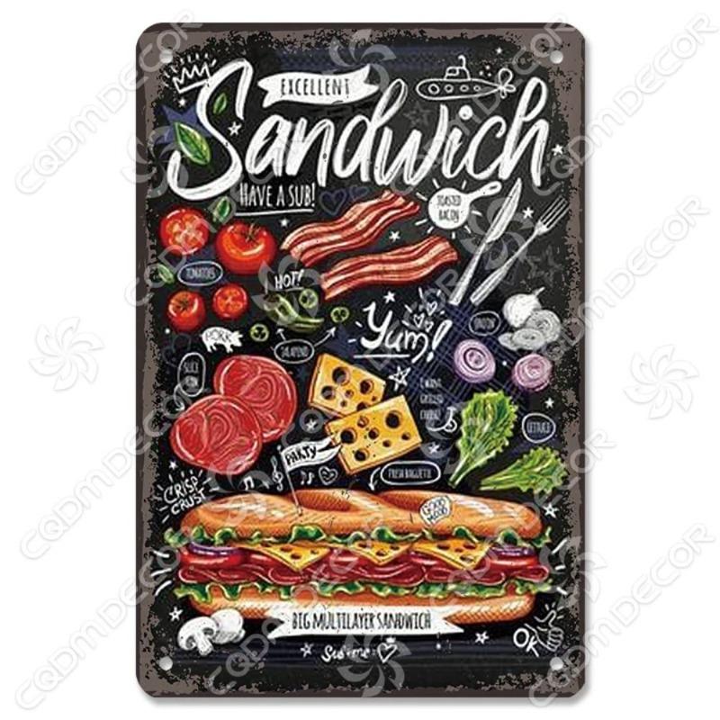 Eat Breakfast at Night Funny Sign, Kitchen Wall Decor Metal Plaque 20x30cm