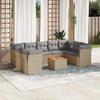 VidaXL Garden Lounge Set with Cushions 10 Pcs Beige Braided Resin 3223805