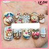 Cartoon Rilakkuma Short Square Round Handmande False Nails Cute Animal Bear Cat Dog Strawberry Bow Press On Nails Christmas Gift