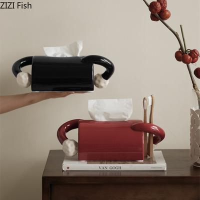 Abstract Ceramic Tissue Box Desktop Tissue Storage Box Kitchen Napkin Tissue Holder Modern Style Home Decoration Accessories