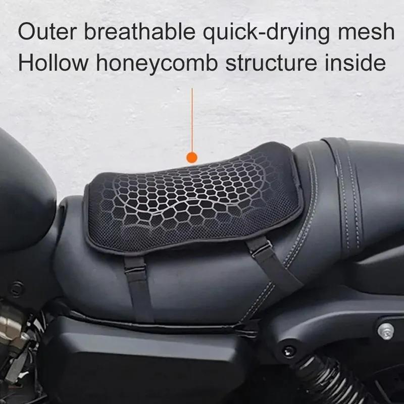 

Motorcycle Gel Seat Cushion Seat Cushion Available for Rear Passengers Honeycomb Structure Breathable Anti-Skid Shock Absorption
