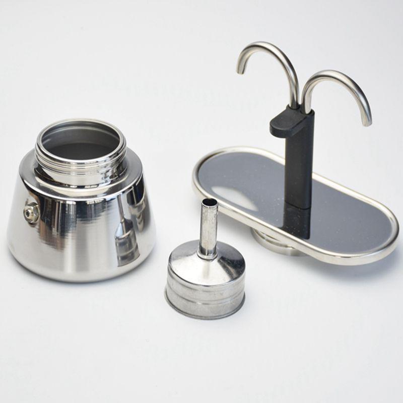 Mini Double Cup Italian-Style Stainless Steel 304 Moka Pot for Home or Camping