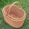 GrnArt Picnic Basket, Handwoven Wicker Basket, Washable, with Two Handles, Fruit Basket, Small Organizer, Stylish, Natural Material, Perfect for Fruit