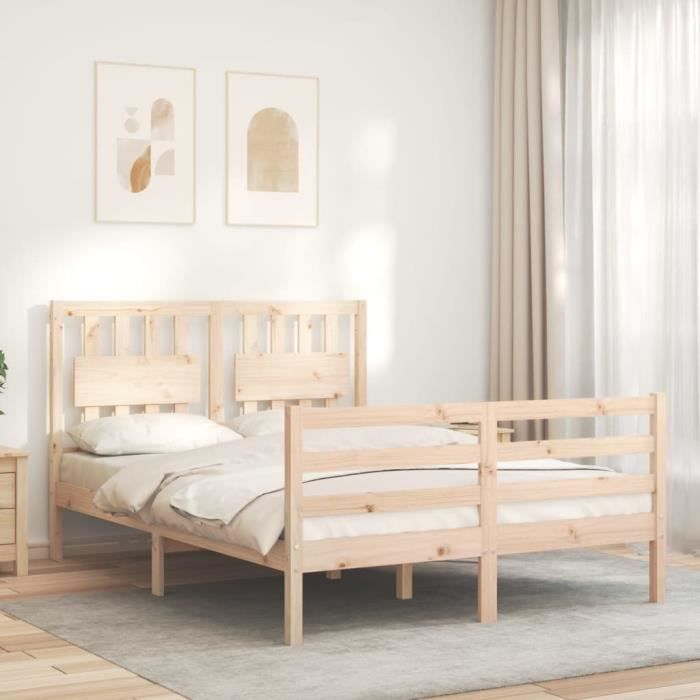 VidaXL Bed Frame with Headboard Small Double Solid Wood 3194281