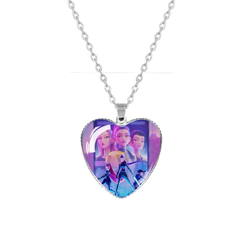 Anime K-pop Demon Heart Shape Pendant Necklace Cartoon Character Idol Jewelry Gifts