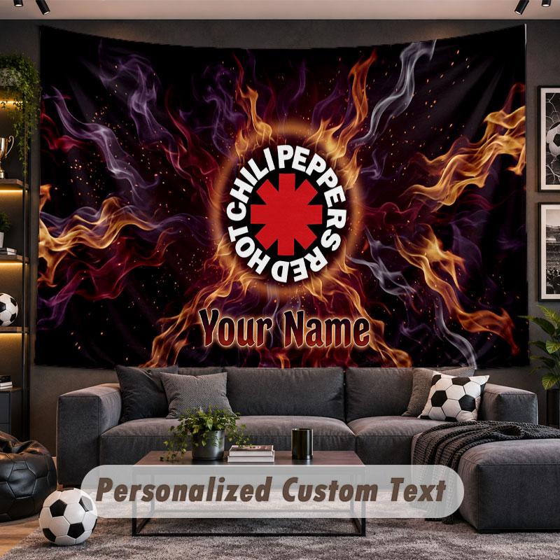 Wall Hanging Tapestry Custom NameRed Hot Chili Peppers Pattern Personalized Printed Fabric Wall Decor
