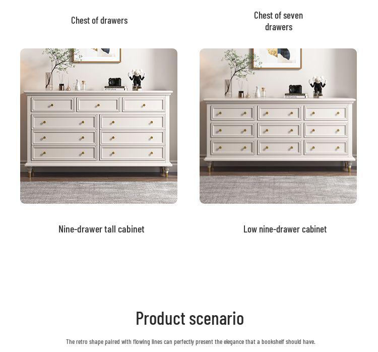 American Solid Wood Multi-Drawer Storage Chest for Bedroom & Living Room