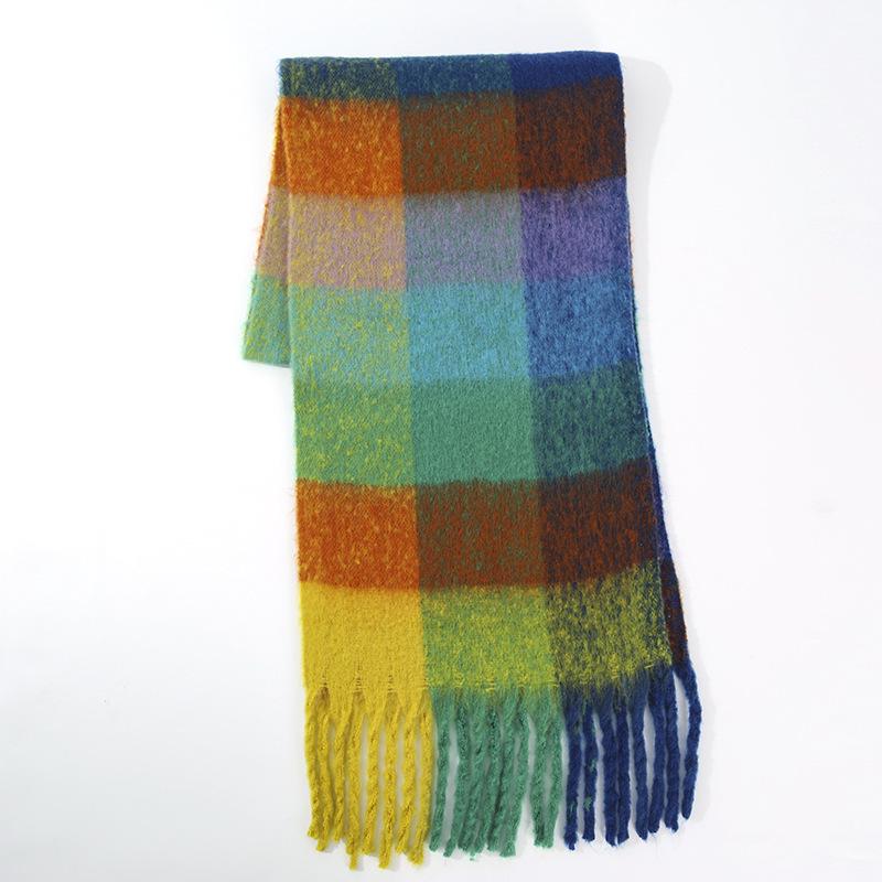 Men's and Women's Thick Woolen Scarf: Solid Color Knitted, Warm, Tassel-Edged, Imitation Cashmere for Winter