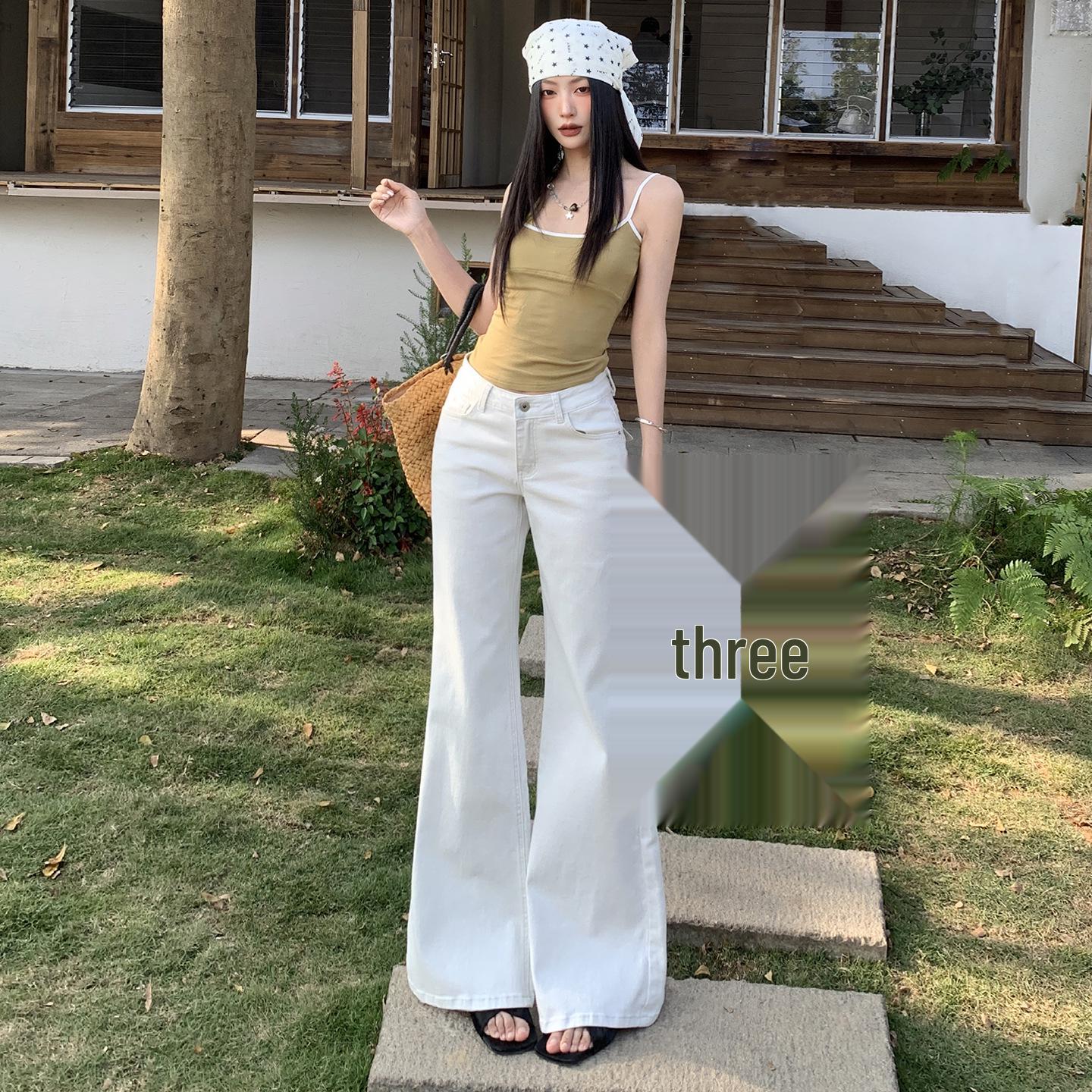 American-Style Low-Rise Stretchy Micro-Flare Jeans for Women - 2026 Spring Collection, Loose Fit Bell Bottoms M
