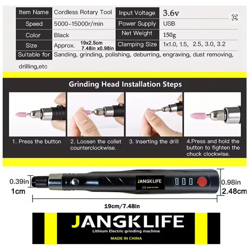 Mini Cordless Rotary Tools USB Charging Grinder Set Wireless Engraving Pen DIY Polish Rotary Carve Tool Set