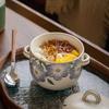 Kitchen Chinese Retro Binaural Stew Cup With Lid Water-Proof Stew Pot Ceramic Crock Pot Small Soup Cup Outlet