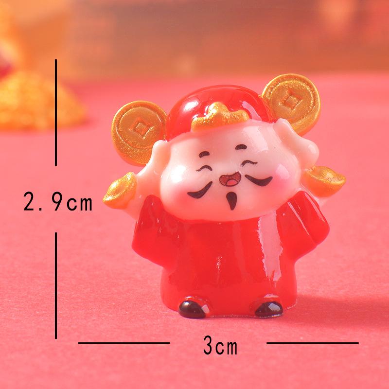 Cute Wealth God Home Desktop Ornament New Year Decoration Car Center Console Resin Handicraft