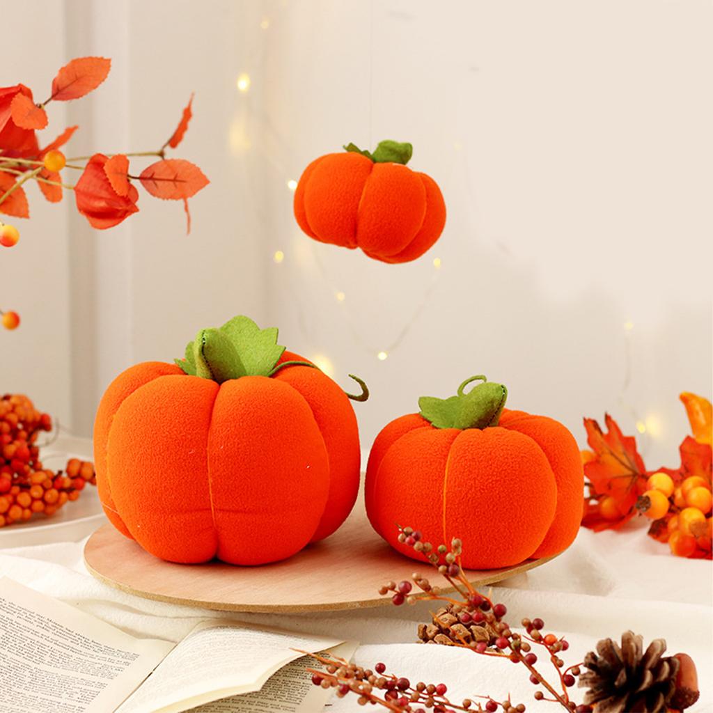 Pumpkin Plush Toy Simulation Vibrant Color Soft Pumpkins Fabric Ornament for Halloween Party Supplie