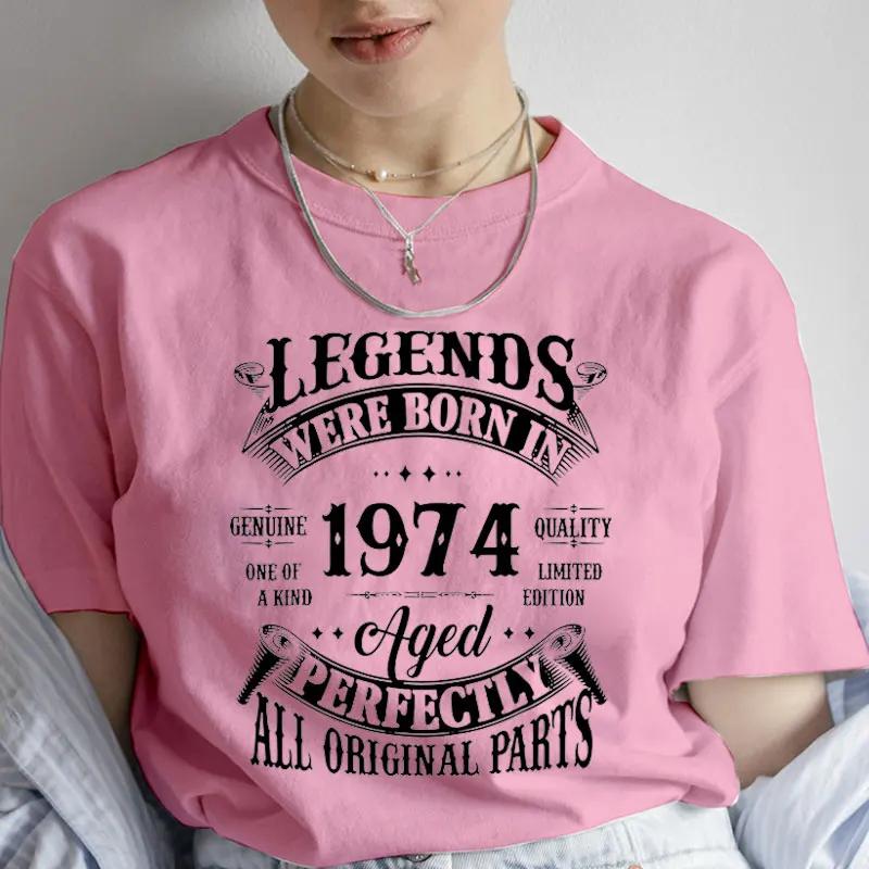Legends Were Born in 1974 Print TShirt Women Clothing Vintage Tshirt Femme 1974 Tshirt FeUnisex Harajuku Shirt Fashion Streetwear S
