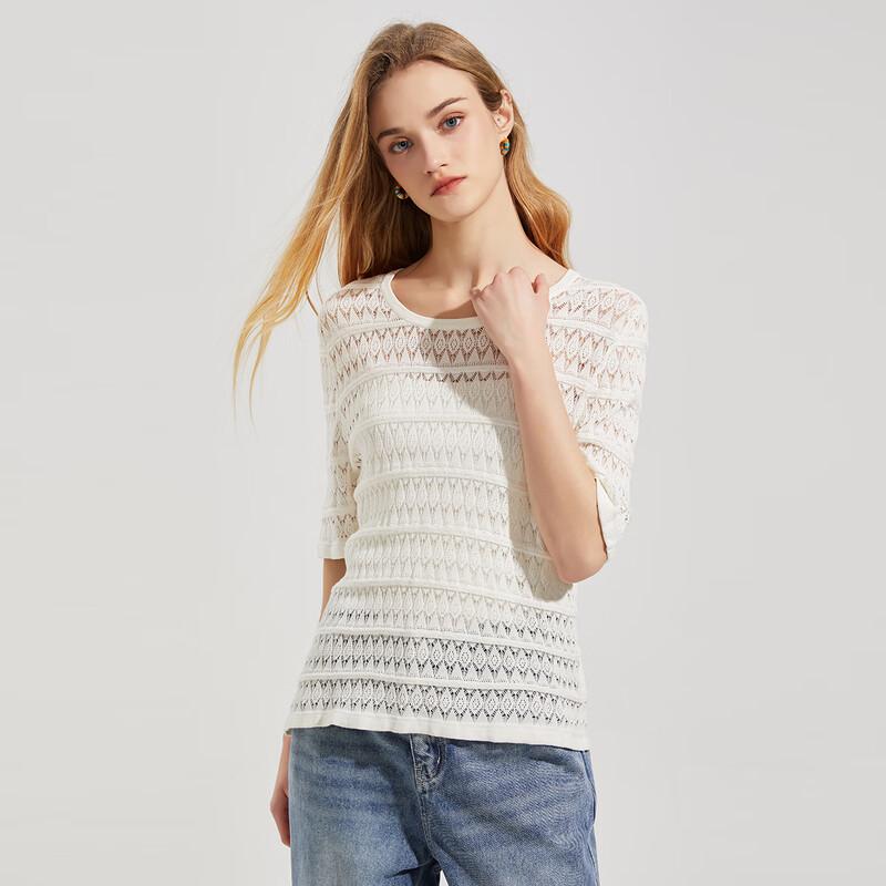 Shetu Women's Hollow Out Short Sleeve Knit Top