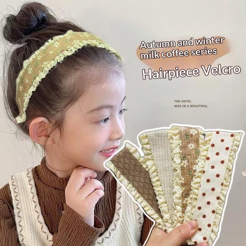 Sweet Floral Knit Headband with Magic Sticker and Bangs for Cute Summer Girls