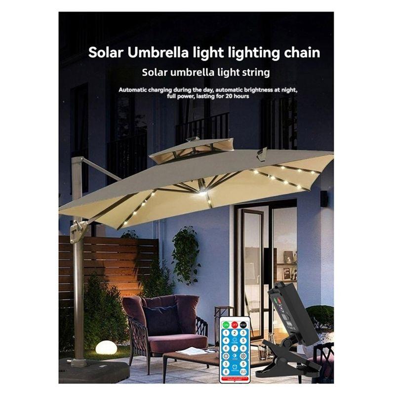 ABUL-Patio Umbrella Lights Solar Powered Waterproof Umbrella Lights Outdoor Patio With Remote Control 8 Modes Warm