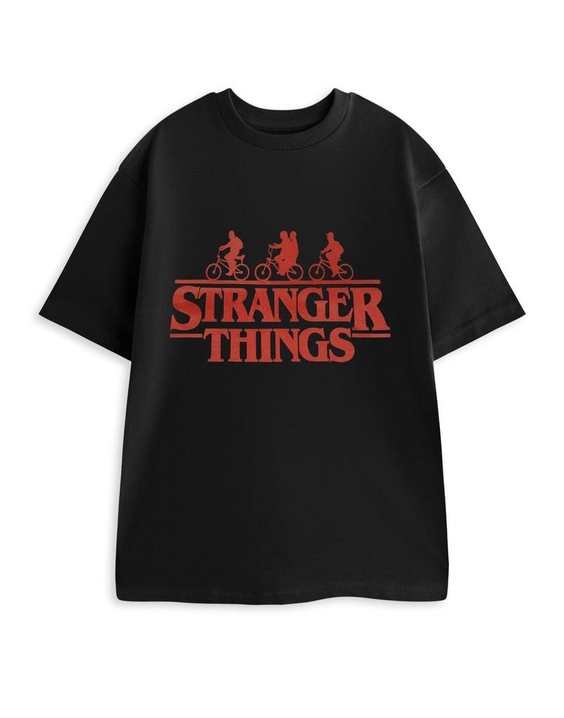 Stranger Things Black Bikes Logo Short Sleeved T-Shirt Mens