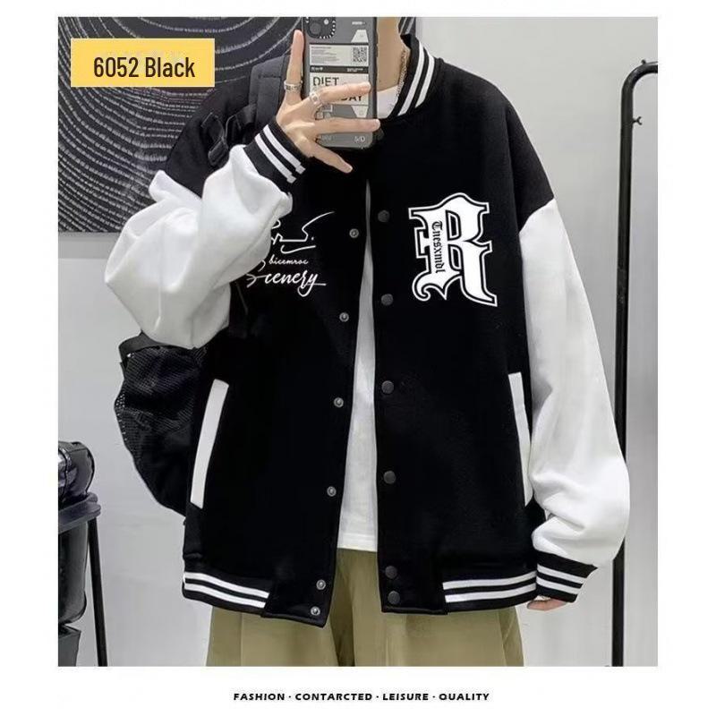 Men's Color-Block Print Baseball Jacket for Students