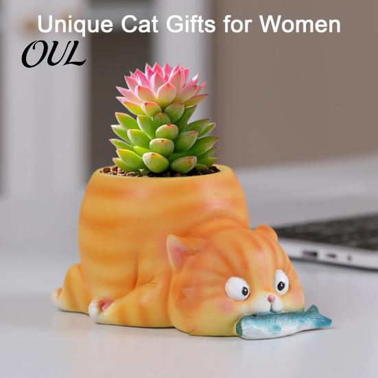 Süße Katzen Pflanzgefäße für Sukkulenten Fischfressende Pflanzgefäße, Blumentopf mit Drainage, Lustige Kreativ geformte Blumen Corgi Sukkulenten, Zimmerpflanzen,