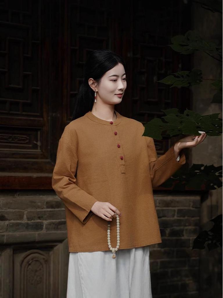 Women's Spring-Summer Ramie Zen Practice Top - Chinese Retro Style