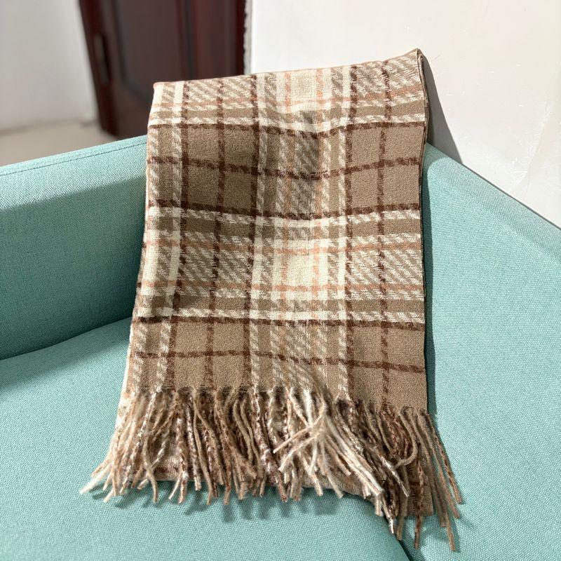 Women's Faux Cashmere Plaid Scarf - Korean Style, Thick & Warm Autumn/Winter Shawl