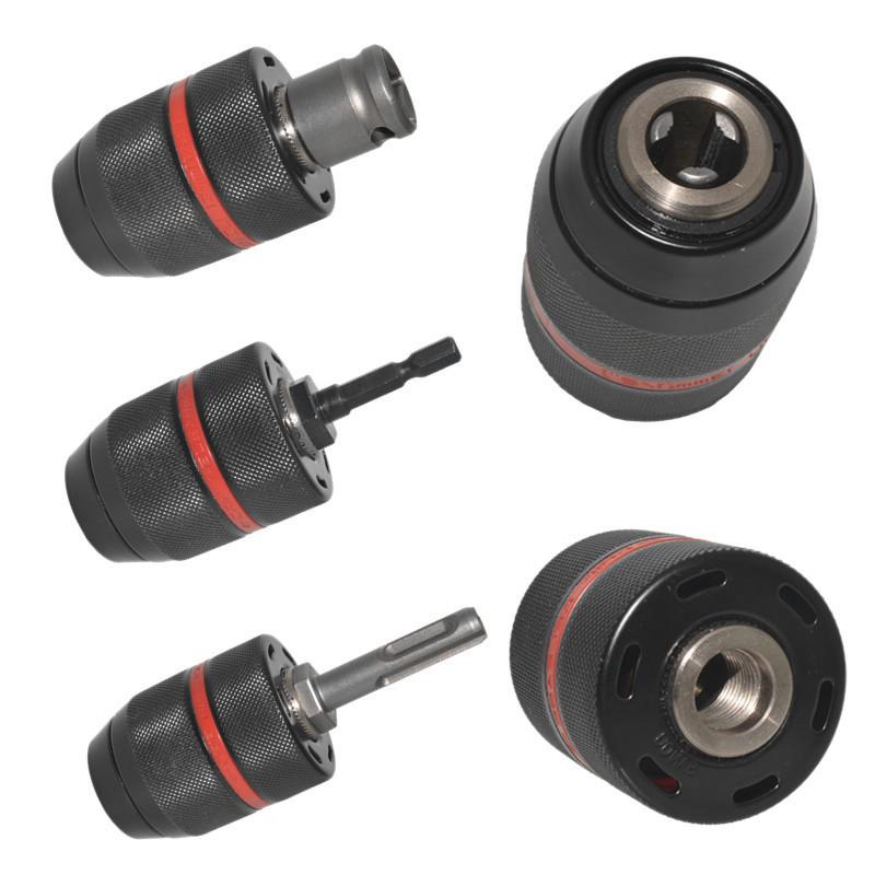 Red Stripe 1.5-13mm All-Metal Three-Jaw Electric Wrench Chuck with SDS and Hex Shank.