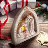 Christmas Multicolor Resin Nativity Scene with LED Tealight Candle Holder for Holiday Decoration