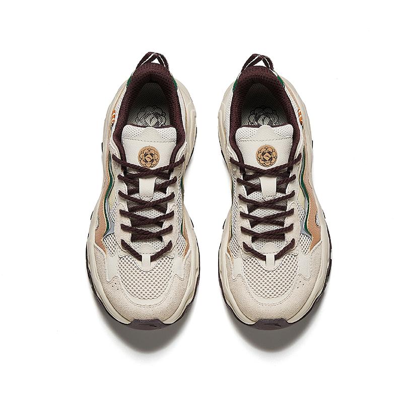 Anta Comfortable Versatile Non-Slip Wear-Resistant Low-Top Casual Shoes Women sneakers Beige Brown 922438837-8