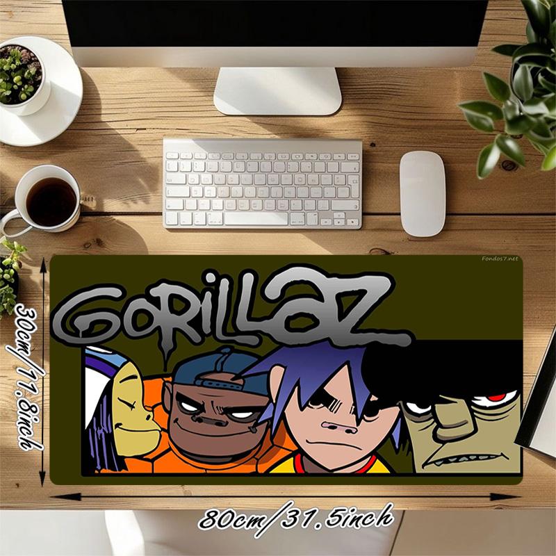 Gorillaz Band Xl Gaming Mouse Pad Nonslip Rubber Base Stitched Edge Waterproof Desk Mat For Pc Laptop Gamer Office Computer Accessories C9296