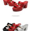 High quality sandals for women 8cm high heel new 2026 summer size 32 33 42 43 platform open toe elegant shoe  black red silver