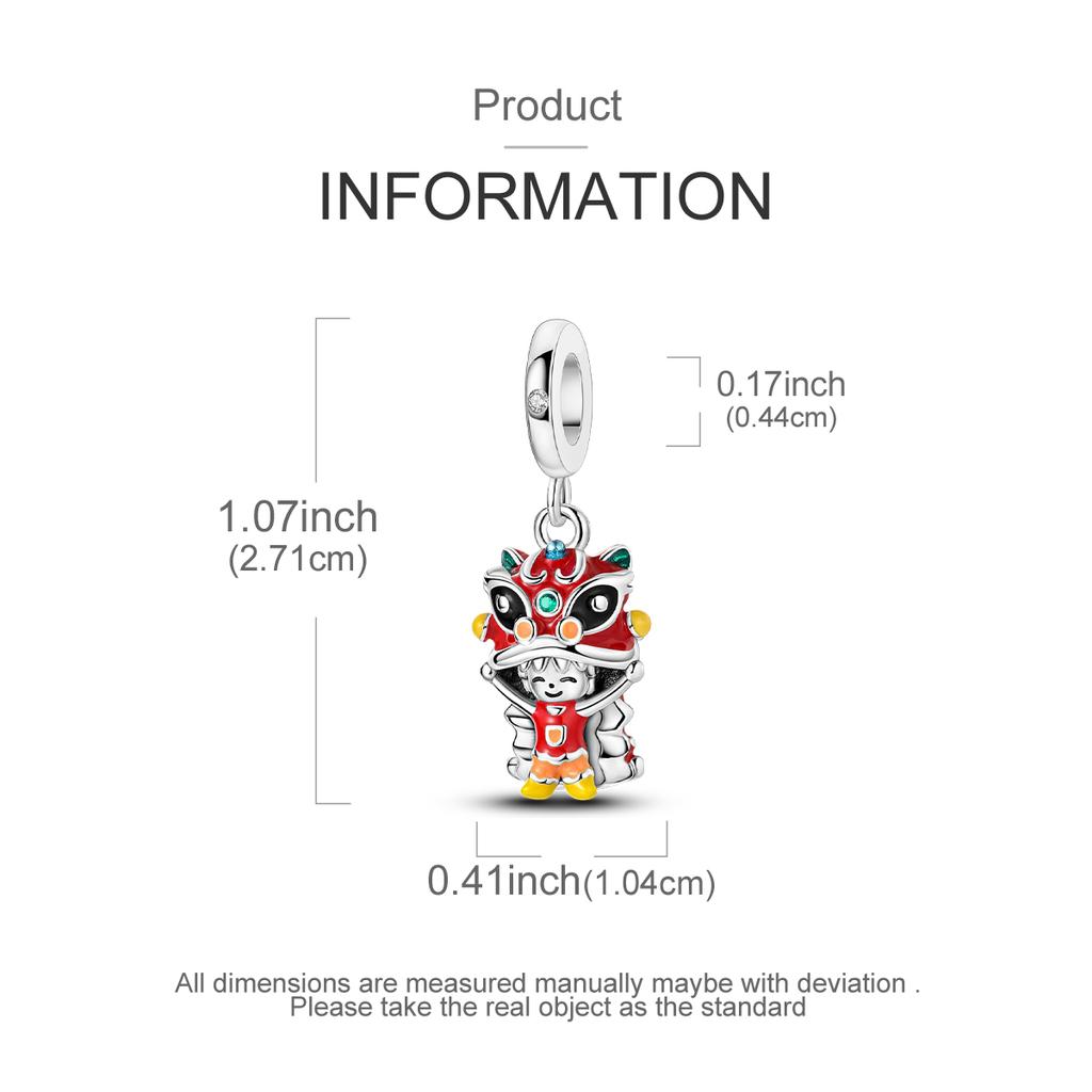 Kupfer Löwentanz Traditionelle Kultur Original Anhänger Armband Charms Schmuck Party Perlen DIY Geschenke
