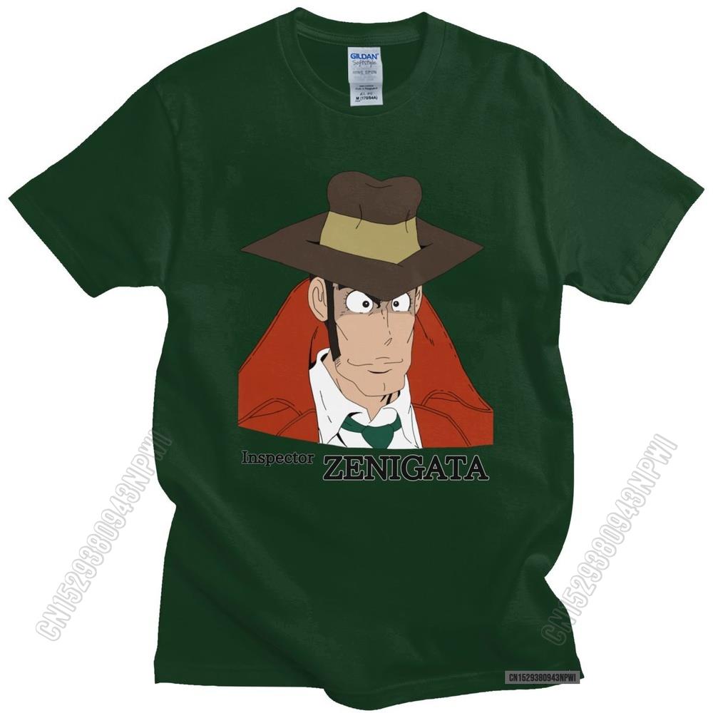 Lustiges Lupin The Third T-Shirt für Herren Rundhals Koichi Zenigata Grafik T-Shirt Vorgeschrumpfte Baumwolle Normale Passform T-Shirt Merchandise