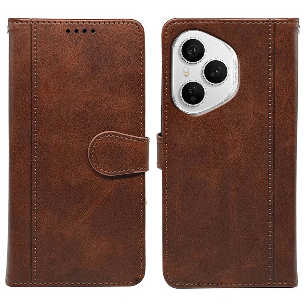 

Для Honor 400 Pro 5G (Глобальный) Чехол из телячьей кожи с текстурой подставка-книжка для телефона Brown