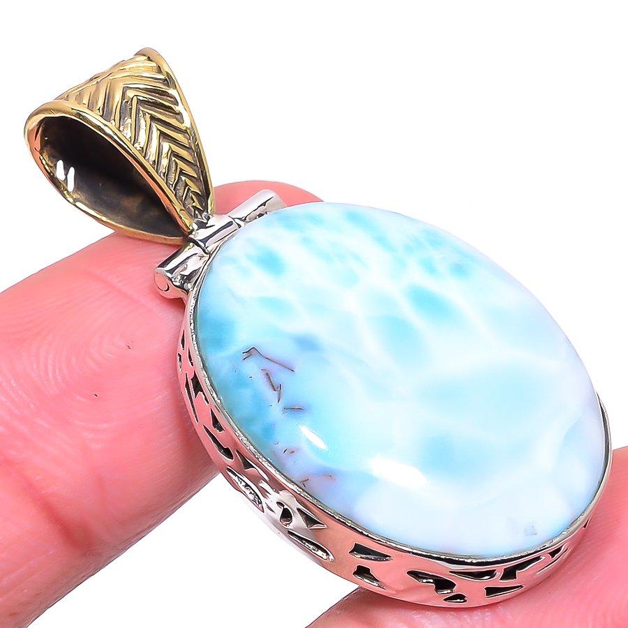 

Подвеска Natural Republic Larimar из цельного стерлингового серебра 925 пробы в тон 1,73 дюйма K2s21