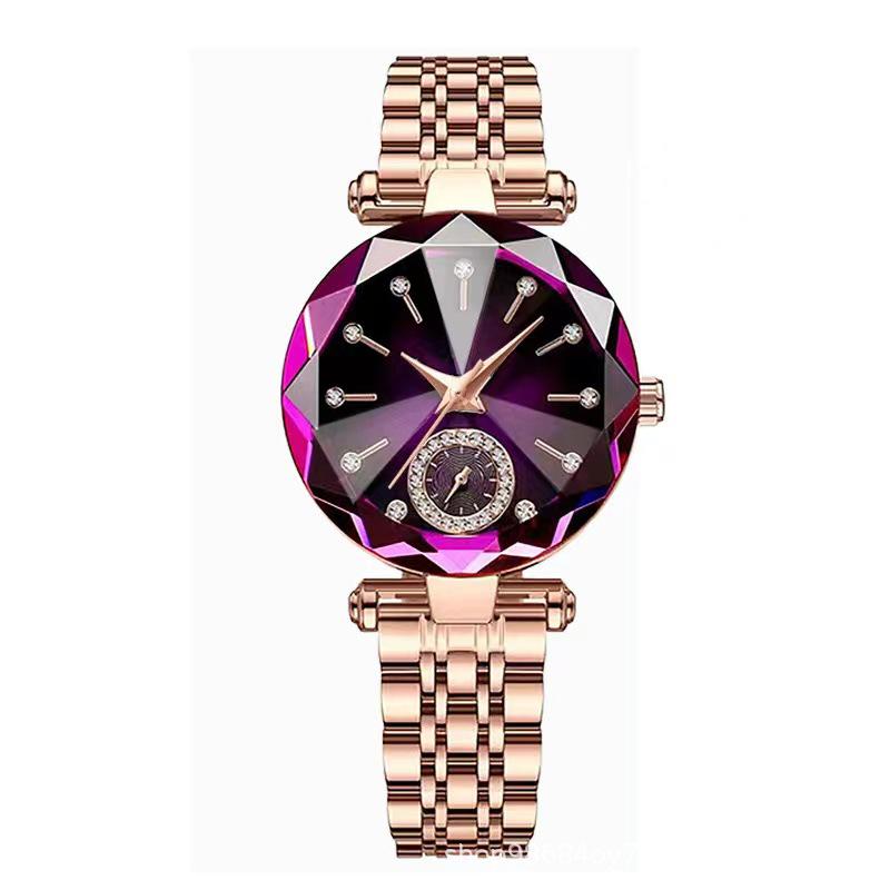 Elegant Ladies' Quartz Watch with Diamond Accents, Durable Glass, and Steel Band