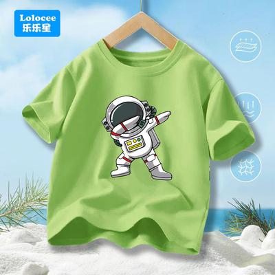 Chłopięcy Letni T-shirt Zabawny Graffiti Kosmonauta Nadruk Młodzieżowy T-shirt Chłopięcy Codzienny Street Top Dziecięce Ubrania Letnie