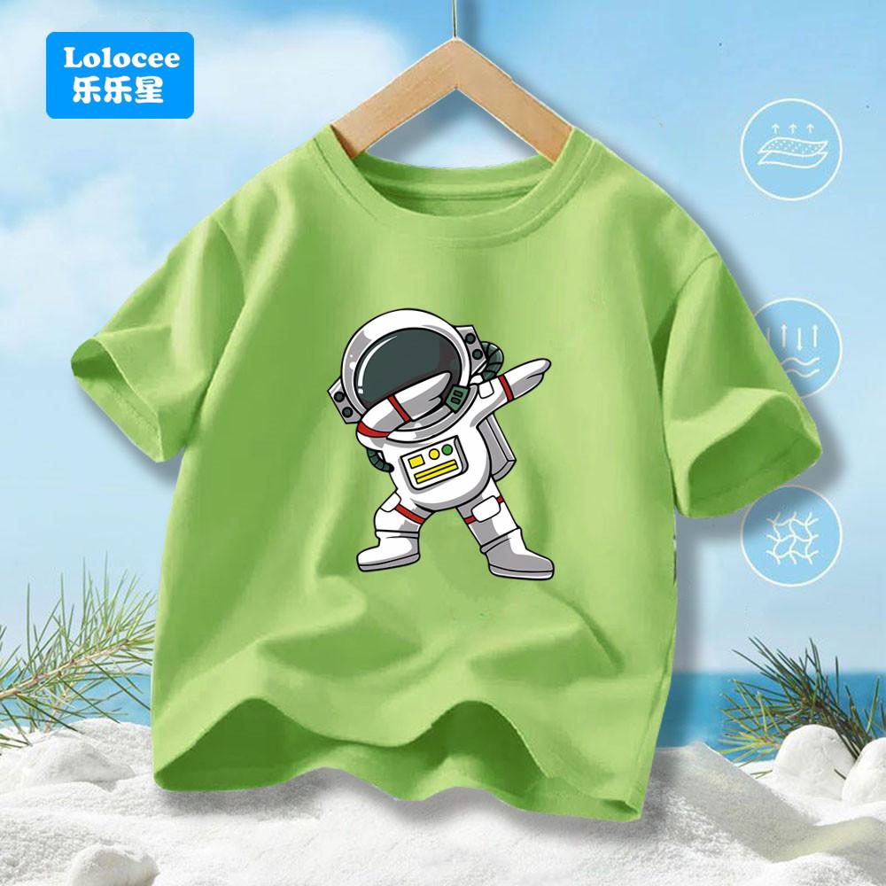 Boys' Summer T-shirt Fun Graffiti Astronaut Print Youth T-shirt Boys' Casual Street Top Children's Summer Clothes