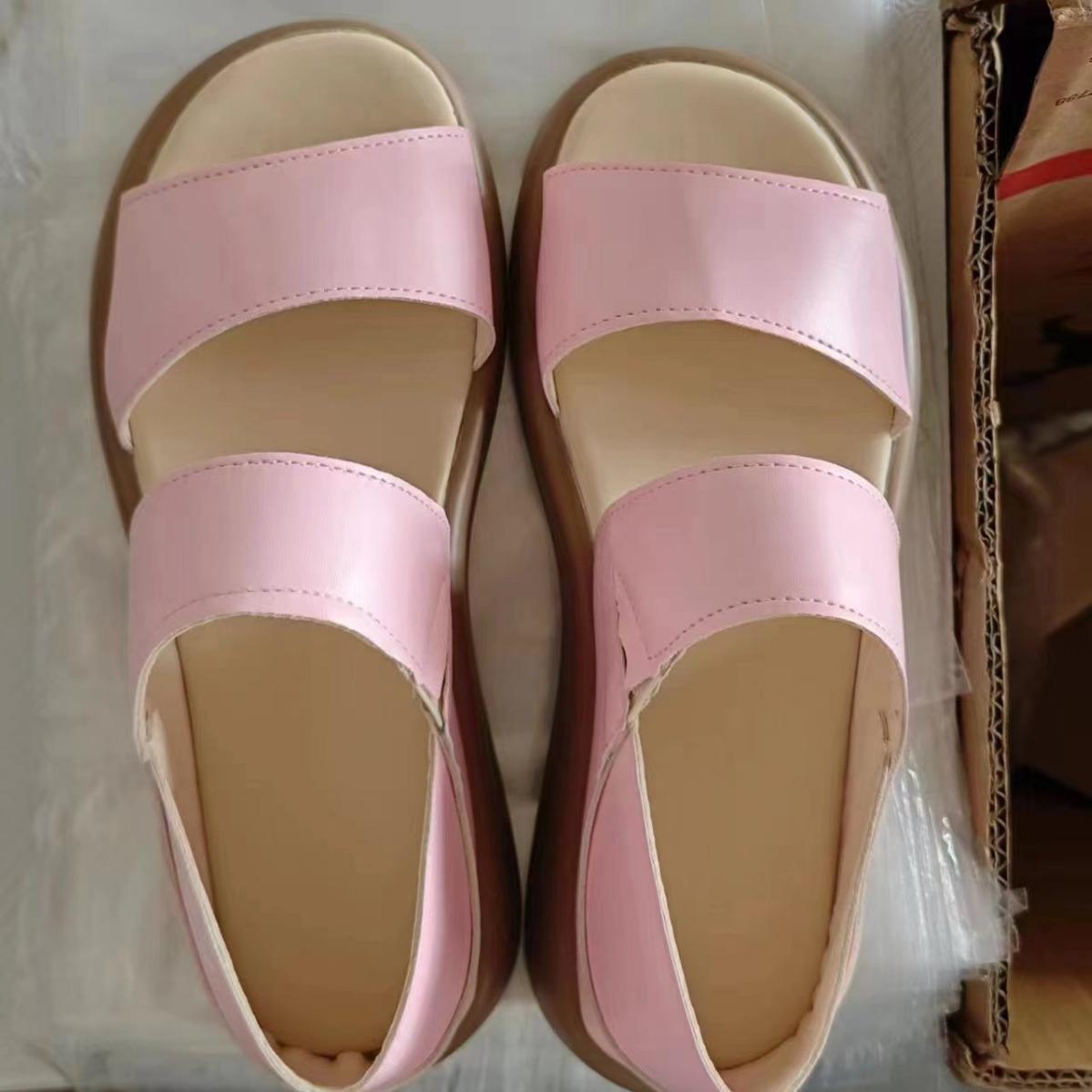 

Женские сандалии, лето 2024, пляжные повседневные красочные противоскользящие мягкие дышащие кожаные сандалии на плоской подошве, женская обувь на платформе 43