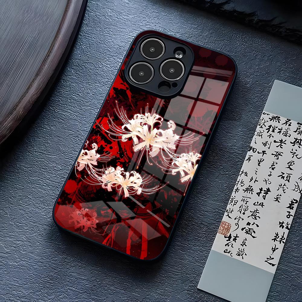 

Red Spider Lily Flower Of Hell Phone Case For IPhone 16 Pro Max 17 14 15 Plus 13 Mini 11 12 X XR XS 8 7 Plus SE Glass Cover iPhone15 Plus