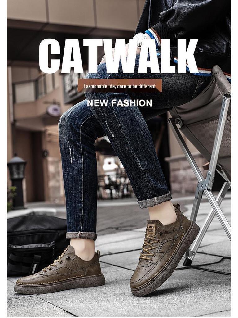 Chaussures en cuir tendance pour hommes 2025: Style Britannique Polyvalent Automnal Décontracté & Formel.