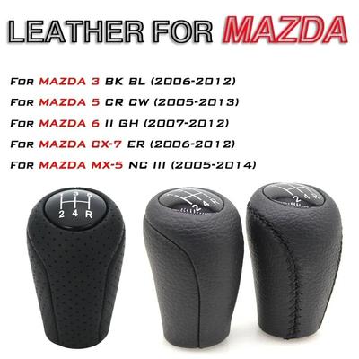 Leder 5/6-Gang Schaltknauf für MAZDA 3 BK BL 5 CR CW 6 II GH CX-7 ER MX-5 NC III 23 MT Leder Schalthebel Arm Headball