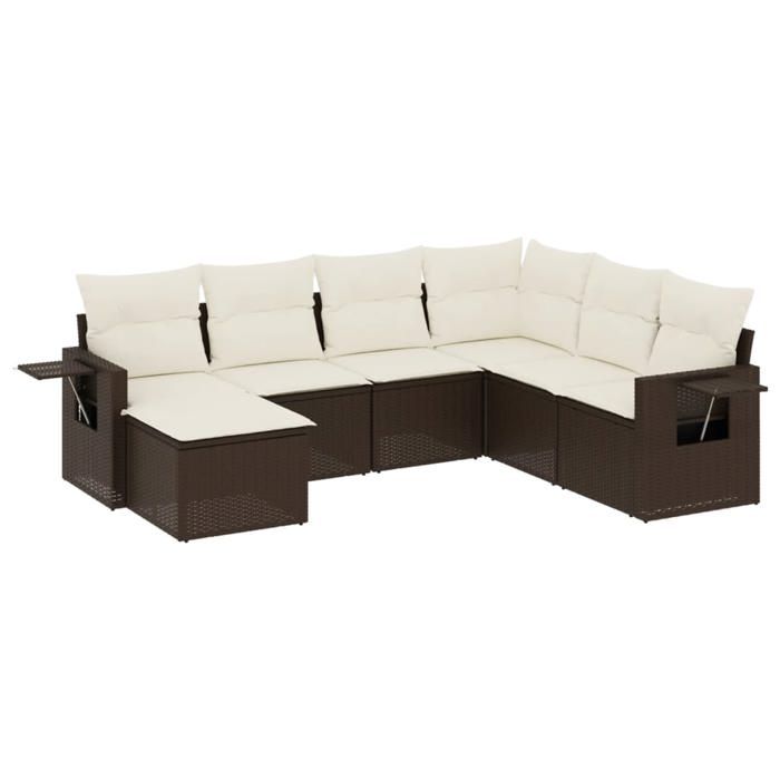 VidaXL Garden Lounge Set with Cushions 7 Pcs, Patio Sofas, Patio Furniture Set, Outdoor Furniture, Brown 3220502