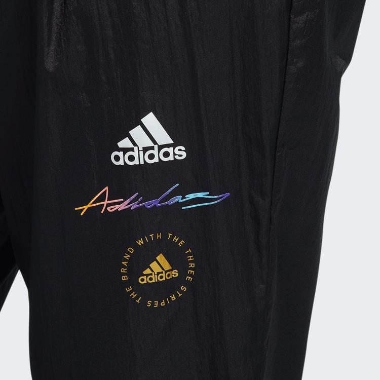 adidas Solid Logo Micro Mark Cropped Sports Pants Women Bottoms Black HE9958
