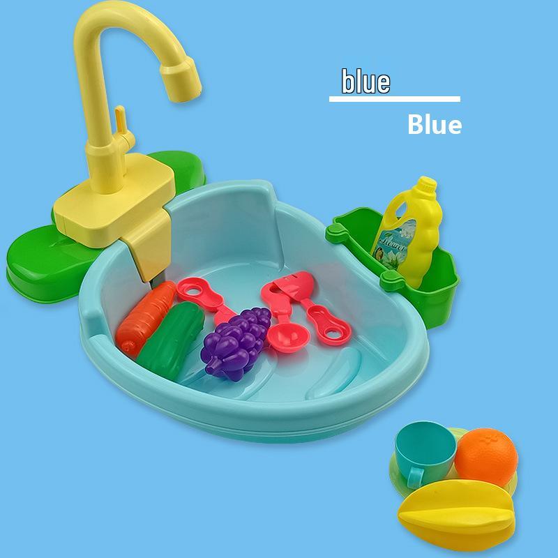 Children's Pretend Play Electric Sink with Circulating Water and Vegetable Washing Features