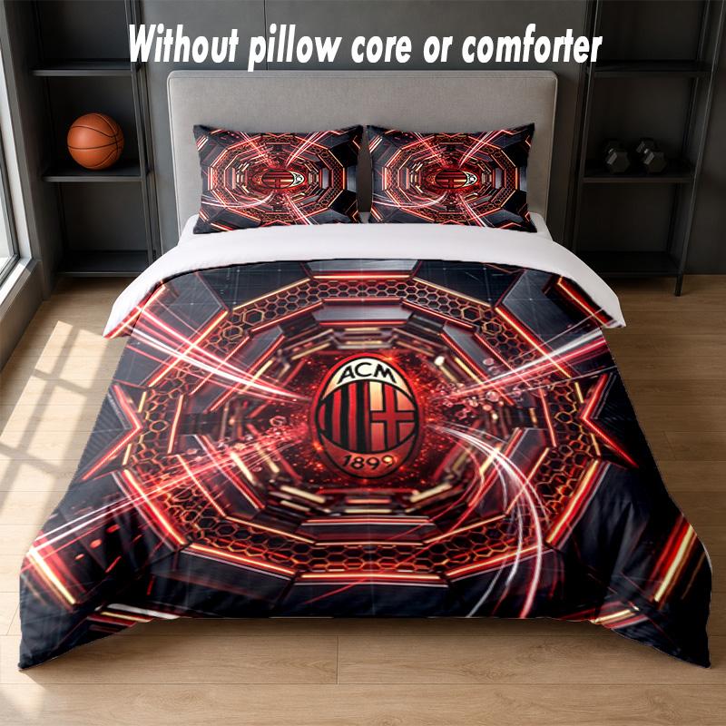 AC Milan Design Bed Bedding Set 1 Duvet Cover + 2 Pillowcases Soft Breathable Household Bed Linens